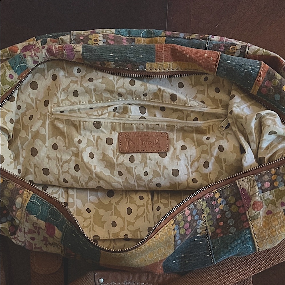 Patchwork Fossil Vintage Tote Bag - Multicolor - Picture 6 of 11